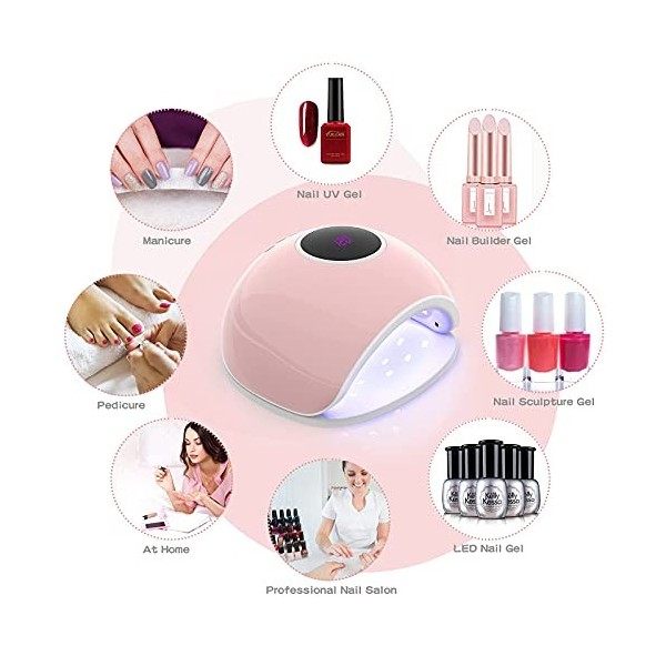 Abedy Lampe Uv Ongles, Sèche-Ongles 48W Avec 4 Minuteries, Séchoirs À Ongles Lcd Ongle Pour Manucure Et Pédicure, Pink , 1 Un