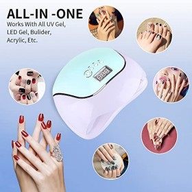 Lampe UV ongles gel, 120W UV LED Séchoir à Ongles Professionnel Automatique, 4 Minuteries 10/30 / 60 / 99s, 36 perles à doubl