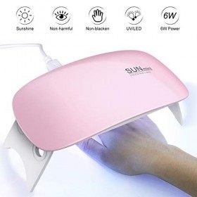 YoungRich Rose Lampe UV Sèche Ongles 6W Portable LED Lampes Séchoir à Ongles pour ongles Gel Vernis À Ongles Manucure avec 6 