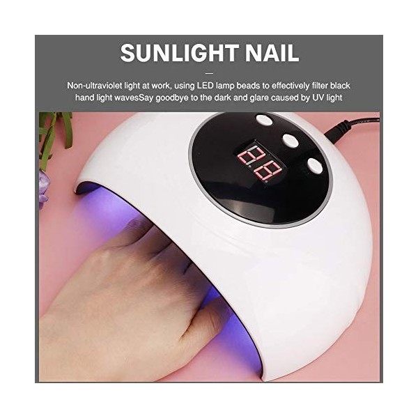 36W Nail Dryer Lamp, Nail Curing Machine UV Gel Nail Polish Dryer Manucure Tool with Intelligent Timing Design for Home or Sa