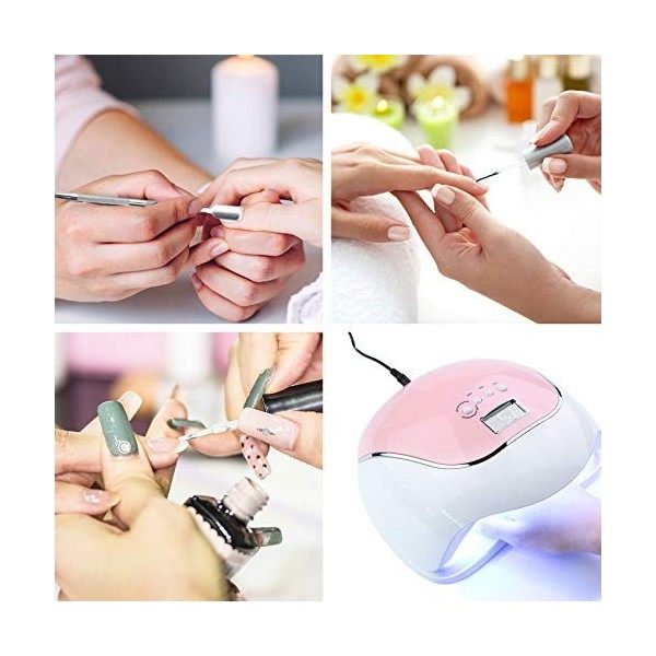 feihao Lampe UV Sèche Ongles，120W Lampe UV Ongles Gel, 4 Minuteries 10s / 30s / 60s / 99s, LCD Ecran Intelligent Lampe UV Sèc