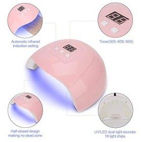 Lampe Uv Sèche Ongles, 54W Séchoir À Ongles Professionnel Avec Lcd Ecran, 3 Minuteries 30/60/90S, Usb Intelligent Led Uv Gel 