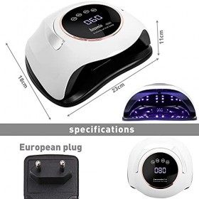 Amzeeniu Lampe UV Sèche Ongles,180W UV LED Séchoir à Ongles Professionnel Automatique,Écran LCD Capteur infrarouge Lampe à On