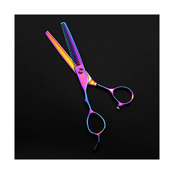 Ciseaux de coupe de cheveux, 6 Professionnel 440c Rainbow Ciseaux à cheveux pour gauchers coupant les ciseaux de coupe de 
