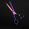 Ciseaux de coupe de cheveux, 6 Professionnel 440c Rainbow Ciseaux à cheveux pour gauchers coupant les ciseaux de coupe de 