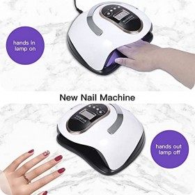 feihao Lampe UV Sèche Ongles，168W Lampe UV Ongles Gel, 4 Minuteries 10s / 30s / 60s / 99s, LCD Ecran Intelligent Lampe UV Sèc