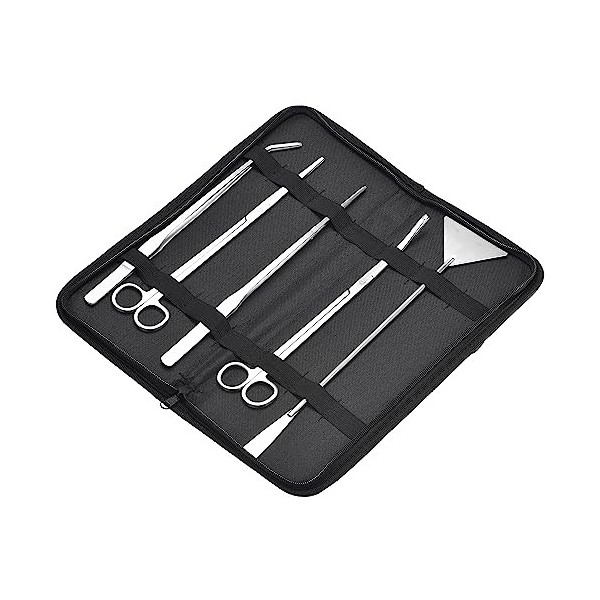 sourcing map 5 po 1 Ensemble Pinces Épiler Outils Kits Inox Acier Brossé Pinces Épiler Ciseaux Spatule avec Case