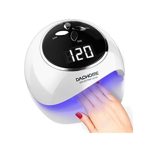 Lampe UV Sèche Ongles, 120W UV LED Séchoir à Ongles Professionnel Automatique, 39 LEDs, Séchage Rapide, LCD Ecran, 4 Minuteri