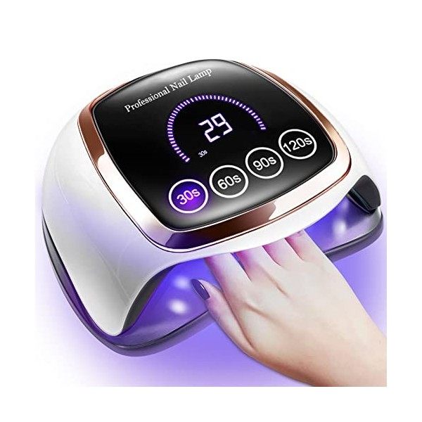 Gugusure Lampe à ongles UV LED 180 W pour vernis à ongles gel avec écran LCD, capteur automatique et 4 réglages de minuterie,