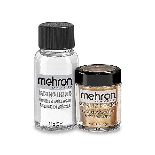 Mehron Metallic Powder avec Mixing Liquid - Gold 5 gr/30 ml 