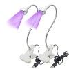 Lot de 2 lampes UV LED à séchage à la colle pour téléphone portable - 3 W - Pour ongles en gel - Pince portable flexible - Po