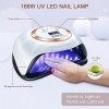 Lampe UV LED à ongles, 168 W, lampe de durcissement en gel pour ongles des doigts, des orteils avec capteur intelligent, 3 mi