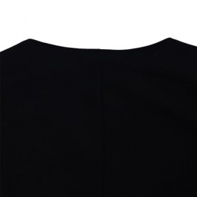 Hopeup Robe Femme Automne Printemps Taille Haute Col en V Plissé Ourlet Asymétrique Demi Manches Longueur Genou Couleur Unie 