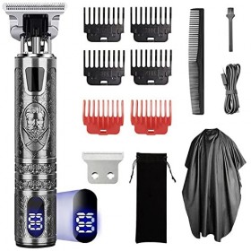 Tondeuse à barbe électrique sans fil pour homme - Lame en T - Rechargeable par USB - Pour la famille et le barbier - LED arge