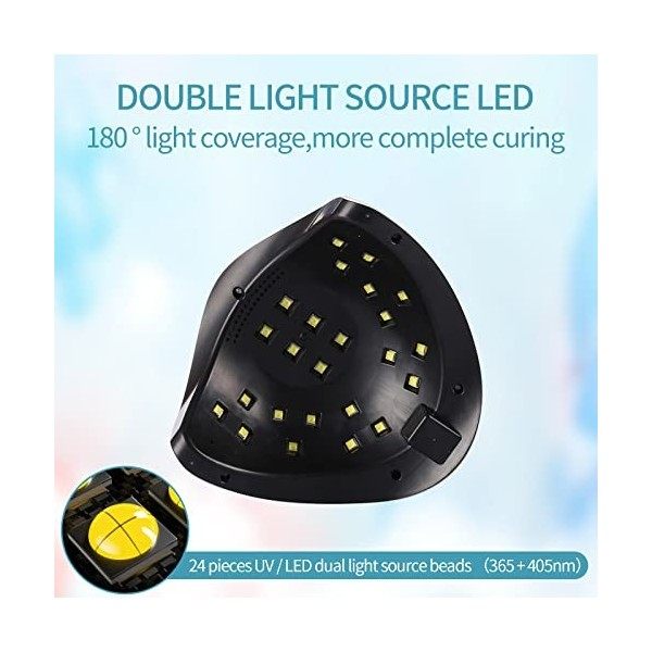 Hankeer Lampe UV à LED 48 W avec interface USB, 24 lampes pour vernis à ongles, convient pour les débutants et la maison 8T-