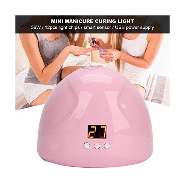 Lampe à ongles UV 36W, séchoir à ongles LED avec minuterie/capteur/écran LCD Conception USB portable Lampe à ongles LED Manuc