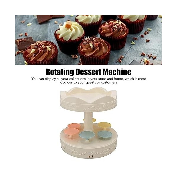 Table daffichage à dessert rotative, machine à dessert rotative stable à 2 niveaux 6 plateaux Collections daffichage Coussi