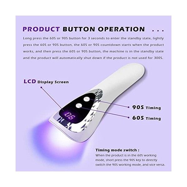 LIRANK Lampe à ongles UV LED portable, mini séchoir sans fil, lampe de durcissement en gel en résine rechargeable par USB, 5 