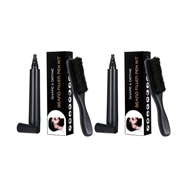 FRCOLOR 3 Ensembles 2 Pièces Brosse à Barbe Brosse à Barbe En Bois Barbe Peigne Brosse à Moustache Crayon à Barbe De Barbier