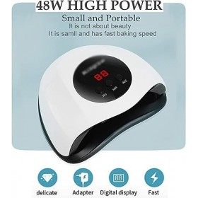 RFSHOP Lampe UV for ongles, BIGBEAR 48W Lampe UV LED for vernis gel, sèche-ongles rapide avec capteur automatique, 3 réglages