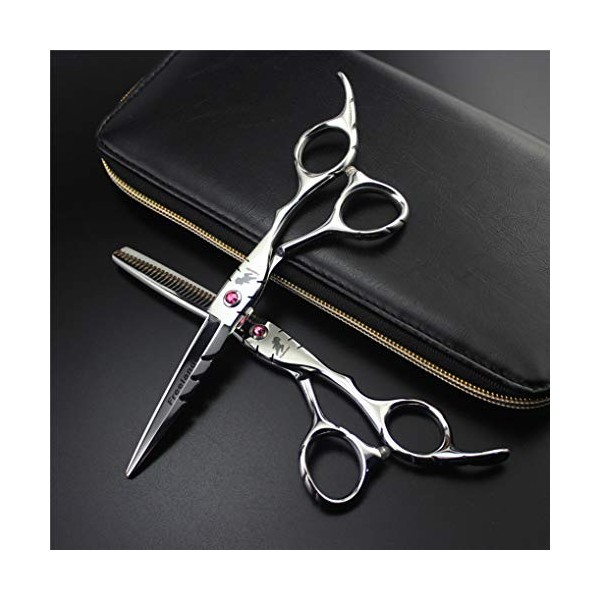 Argent Professionnel Barber Ciseaux Amincissants Ciseaux Coiffure Set 5.5/6.0 Pouces Haut de Gamme Ice Forging élégante Coupe