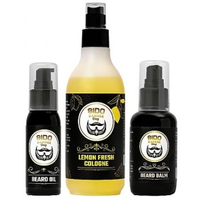 SIDO BARBER Lot de 3 produits dentretien de barbe avec huile à barbe, baume à barbe et spray Cologne - Produits de soin de b