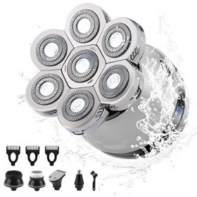 icyant Rasoir à Tête Chauve Pour Homme, 7D Flottant Rasoir LED Display Rasoir Electrique 5 en 1 Rasoir Cheveux Tondeuse à Bar