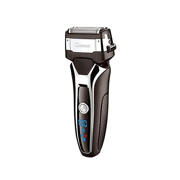 SURKER Électrique Rasoir pour Homme, Technologie Wet & Dry, Tondeuse de Précision Rétractable, Rasoir Rechargeable sans Fil, 