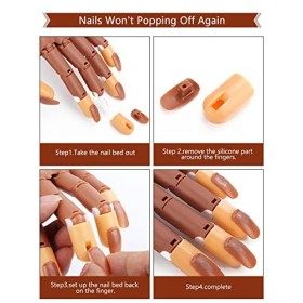 Deciniee Main dEntrainement Manucure, 300 Morceaux dOngles et Fausse Main Manucure, Amovible Main Entrainement Ongles,Flexi