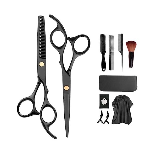 Ciseaux Coiffure Set 11PCS Kit Ciseaux de coiffure professionnel Amincissants Coupe de Cheveux Ciseaux Désépaissir Ensemble, 