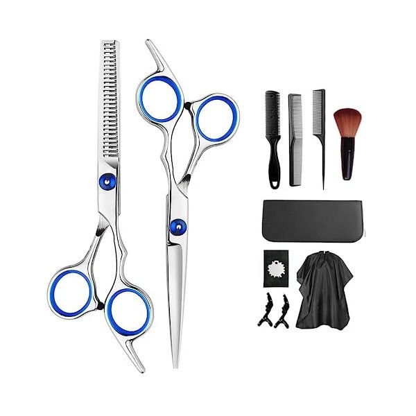 Ciseaux Coiffure Set 11PCS Kit Ciseaux de coiffure professionnel Amincissants Coupe de Cheveux Ciseaux Désépaissir Ensemble, 