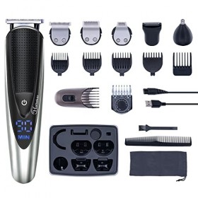 Mcbazel Tondeuse à Cheveux Électrique USB pour Hommes, 5 en 1 Multifonctionnel USB Rechargeable LCD Professionnel Tondeuse à 