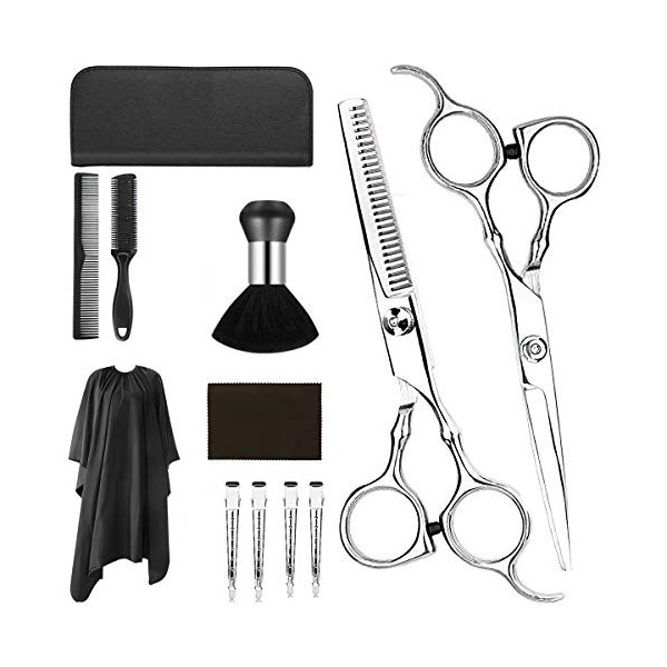Xinapy 12pcs Hair Scissors Set,Stainless Steel Professional Barber Hairdressing Scissors Kit,Thinning Shears,Cutting Scissors