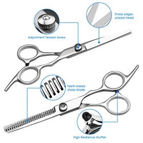 Xinapy 12pcs Hair Scissors Set,Stainless Steel Professional Barber Hairdressing Scissors Kit,Thinning Shears,Cutting Scissors