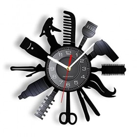 Horloge murale 12 sans tic-tac, horloges décoratives à quartz silencieuses pour salon de coiffure, outils de coupe de cheve