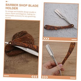 minkissy 2 Pièces Rasoir En Acier Inoxydable Rasoir Pliant Porte-Lames En Acier Inoxydable Lames De Barbier Rasoir Salon De C