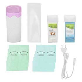Roll on Wax Warmer Kit Hair Removal Wax Roller Set avec 2 Cires et Papier Dépilation Femmes Hommes Roller Waxing Kit