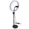 Anneau Lumineux LED pour Appareil Photo, 2006LM Hauteur Réglable 8W Selfie Ring Light 10 Niveaux de luminosité 3 Couleurs Cla