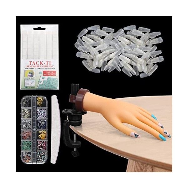 LIONVISON Main dEntrainement Manucure, 200 Fausse Morceaux, Amovible Main Entrainement Ongles, Flexible Mains et Doigts dEn