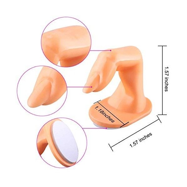 Main de pratique pour les ongles en acrylique, doigts flexibles et flexibles pour la manucure avec 500 faux ongles transparen