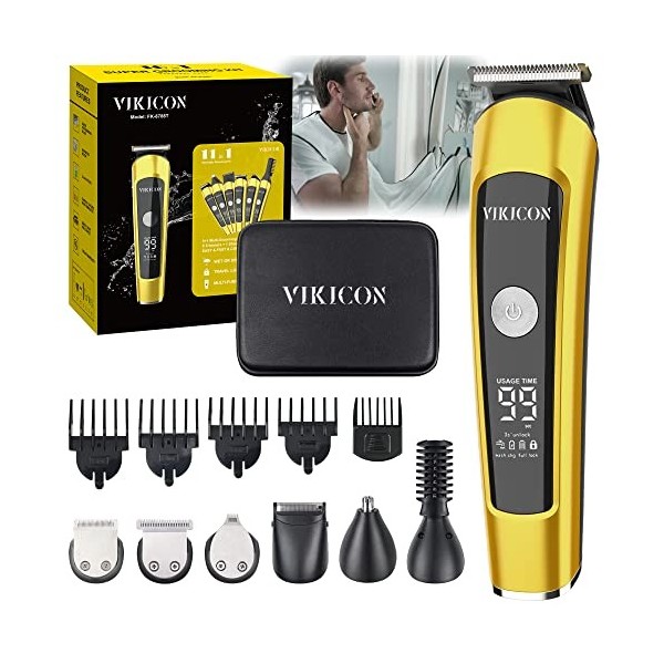 VIKICON Tondeuse à barbe/barbe pour homme, ensemble de tondeuse à cheveux sans fil avec bavoir à barbe, tondeuse électrique t