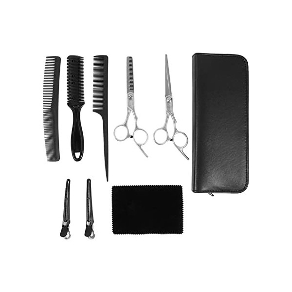 xuangui Ylingling Store 9PCS / Set Haircut Scissor Set Utile Hairdressing Tool Hair Supplies Supplies Ciseaux Kit de Peigne 