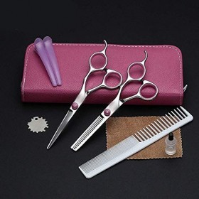 GaoF Ensemble de Ciseaux de Coiffure Plat + à Dents pour Femmes, Ensemble Familial de Ciseaux de Coiffure Professionnels, rés
