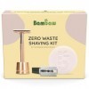 Bambaw Kit Rasage pour Femme Zéro Déchet – Rasoir de Sureté avec Support, 10 Lames et Savon de Rasage à l’Abricot, Coffret Ca