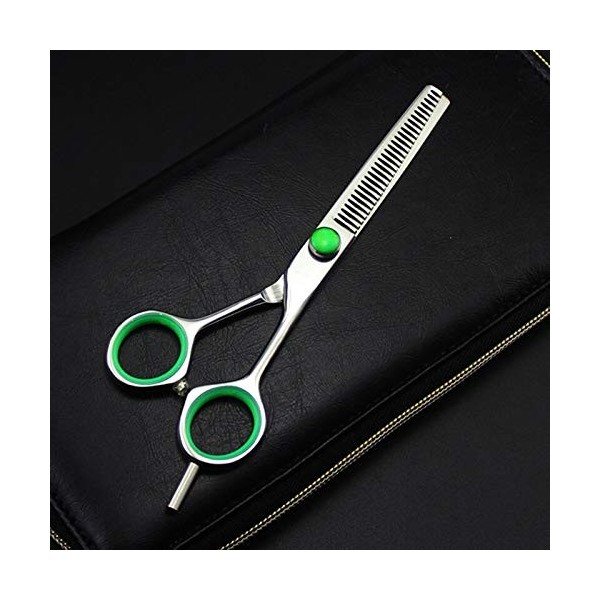 Ciseaux de coupe de cheveux, 5,5/6 pouces Professionnel 440c Ciseaux à cheveux verts coupant des ciseaux de maquillage de bar