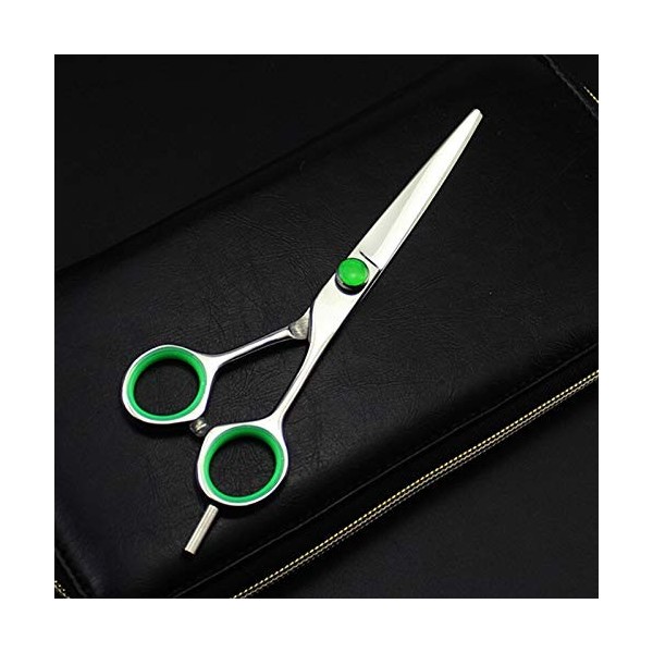 Ciseaux de coupe de cheveux, 5,5/6 pouces Professionnel 440c Ciseaux à cheveux verts coupant des ciseaux de maquillage de bar