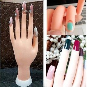 Main artificielle flexible et souple pour entraînement à la manucure et pose de faux ongles - pour débutant e - marron