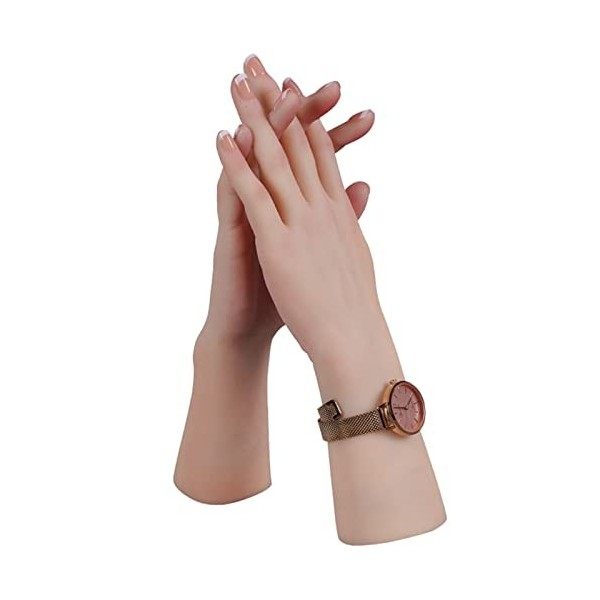 EQAIWUJIE Mannequin en silicone pour femme - Affichage main - Avec clou main gauche, ivoire 