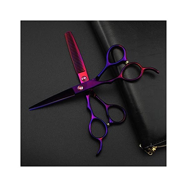 Ciseaux pour coupe de cheveux Ciseaux de barbier pour gauchers, ciseaux de barbier violets de 6 pouces, ciseaux de coiffeur, 