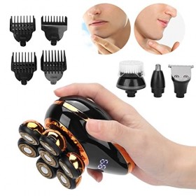 Tête de rasoir électrique, rechargeable par USB 5 lames 4 peignes de guidage Tête de coupe flottante intelligente 5 en 1 raso